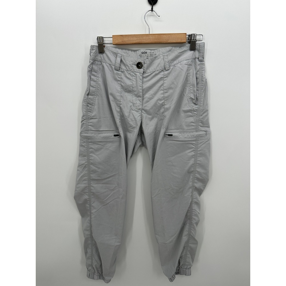 QOR Womens Light Gray Ruched Cargo Jogger Pants Size 6 Odor Control Tech Hiking